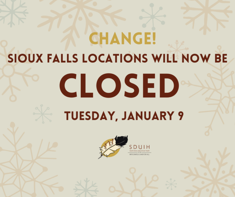 SIOUX FALLS LOCATIONS CLOSED ON TUESDAY, JANUARY 9
