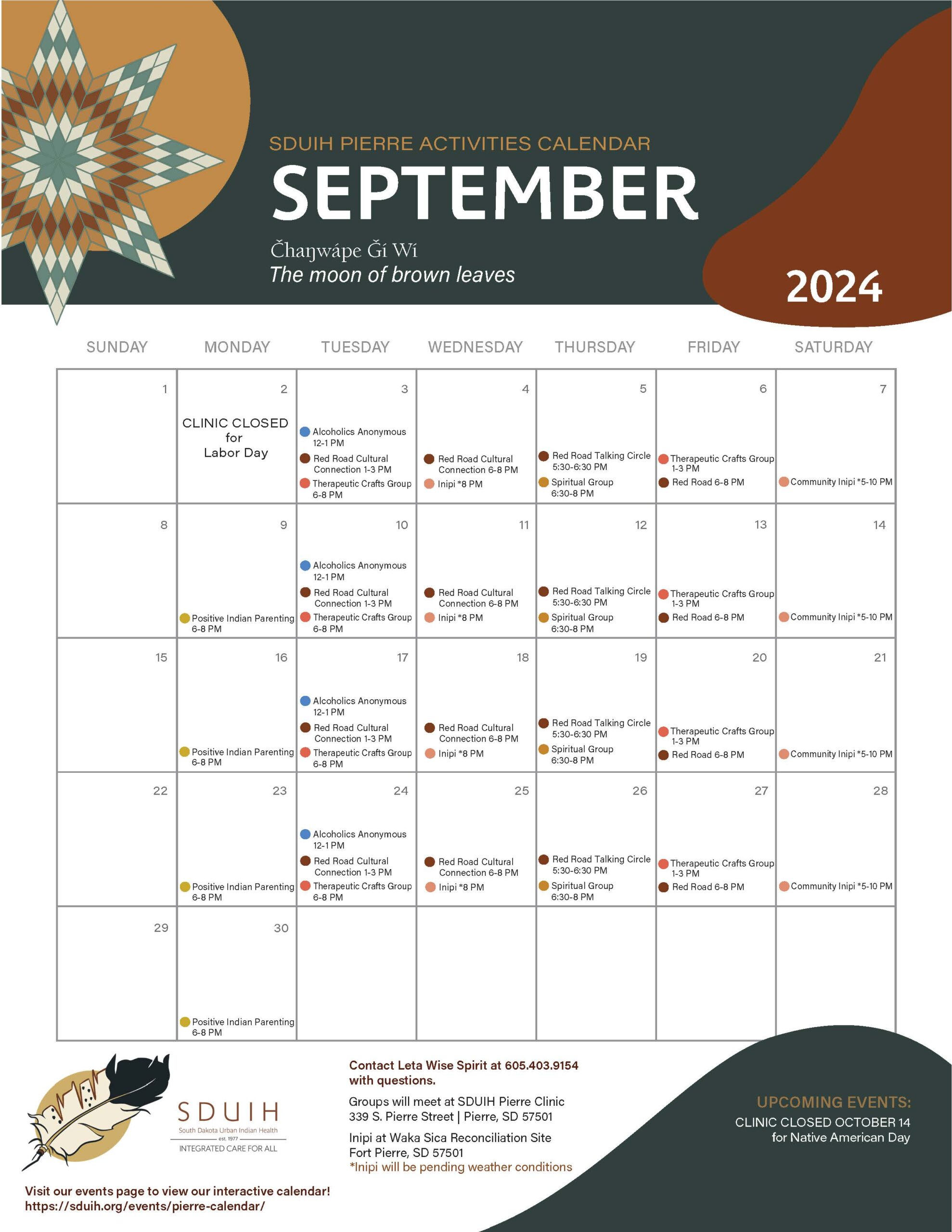 September Program Picture September Cultural Programming Calendars Available! | South Dakota ...