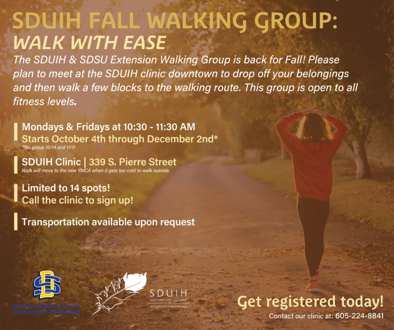 SDUIH Fall Walking Group in Pierre: Join Us for a Healthier You!