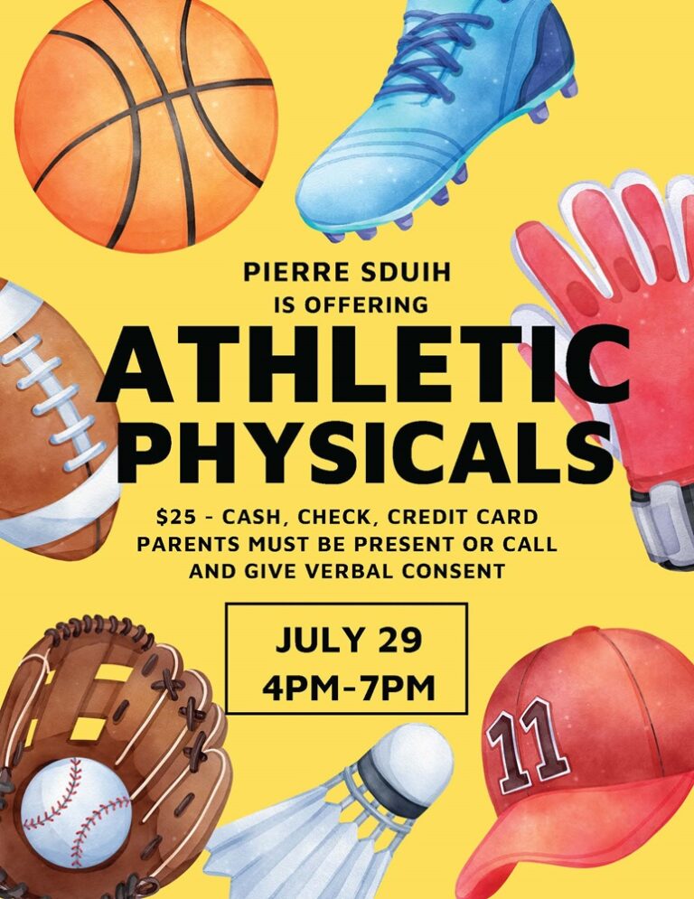 Athletic Physicals – Pierre – July 29