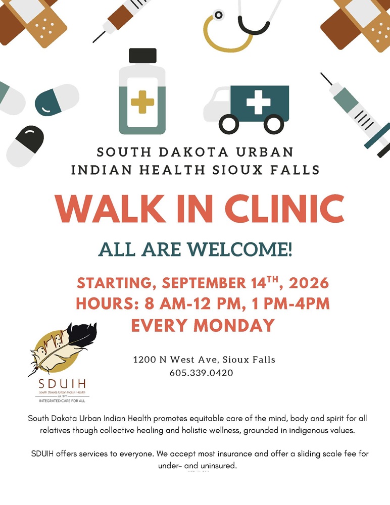 SDUIH Walk In Clinic Flyer 08.27.26